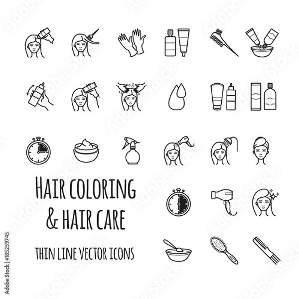 Obraz Hair coloring vector icons set