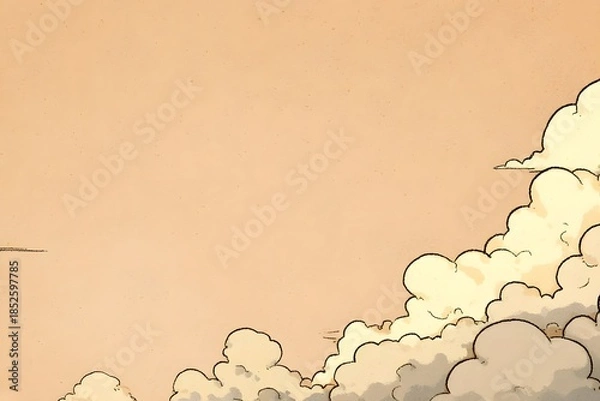 Obraz Soft, billowing clouds rise against a warm, pastel-colored sky.