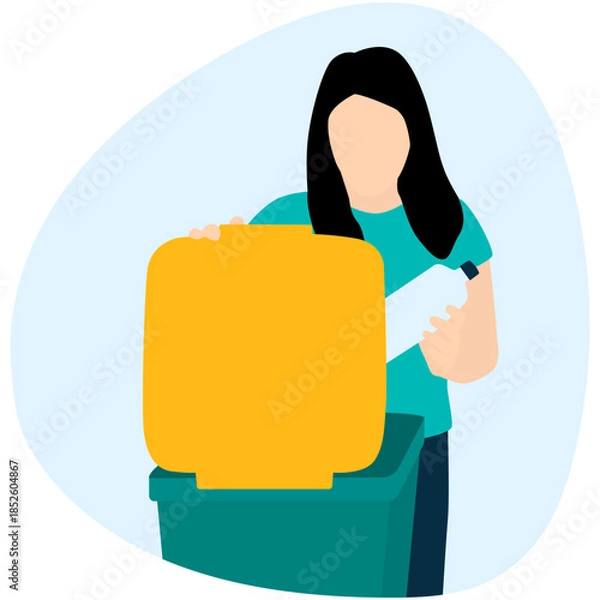 Obraz People Throwing Garbage in Bin Illustration