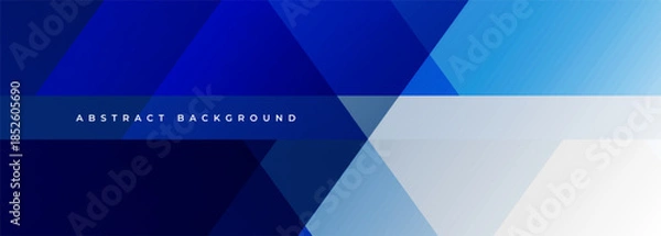 Obraz Blue and white modern abstract wide banner with geometric shapes. White and dark blue abstract background. Vector illustration