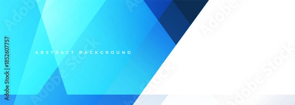 Obraz Blue and transparent white modern abstract wide banner with geometric shapes. Png vector illustration