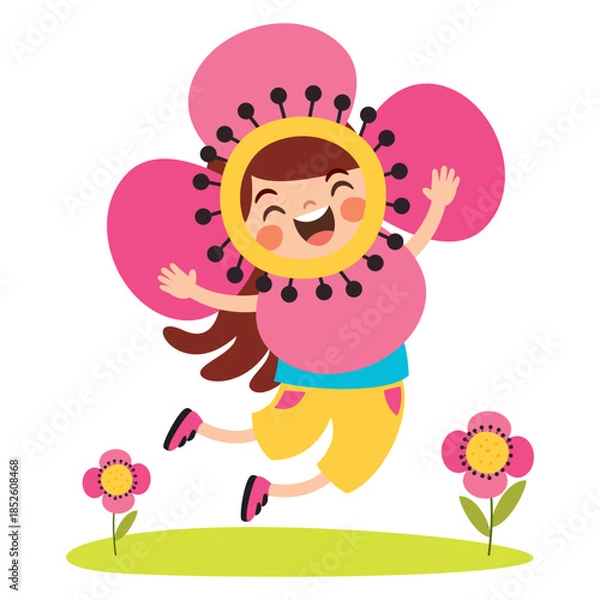 Obraz Cartoon Kid Wearing Flower Costume