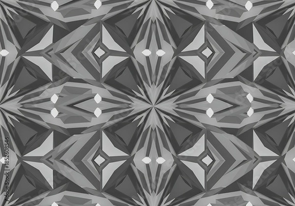 Fototapeta Monochromatic Geometric Kaleidoscopic Seamless Pattern Background pattern