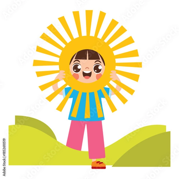 Obraz Cartoon Kid Wearing Sun Costume