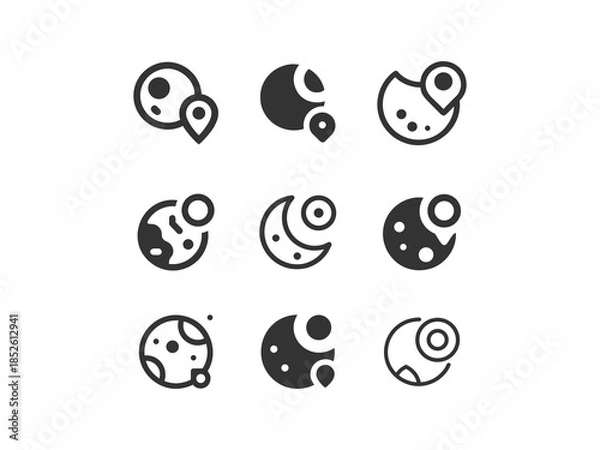 Fototapeta moon and maps set vector, vector and illustration,