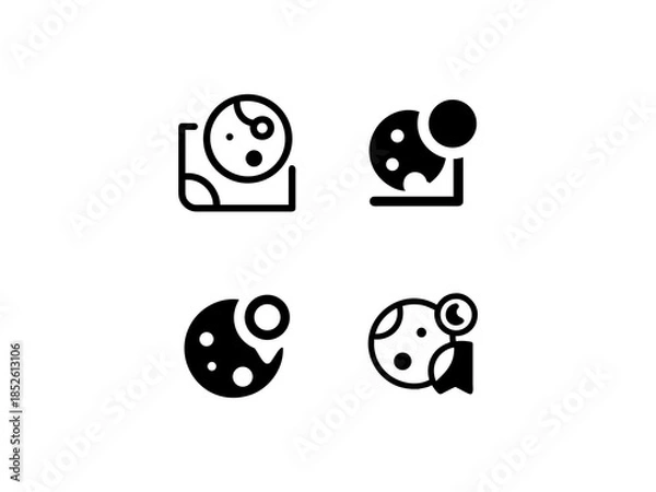 Fototapeta moon and maps set vector, vector and illustration,