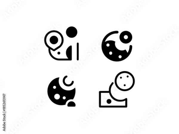 Fototapeta moon and maps set vector, vector and illustration,