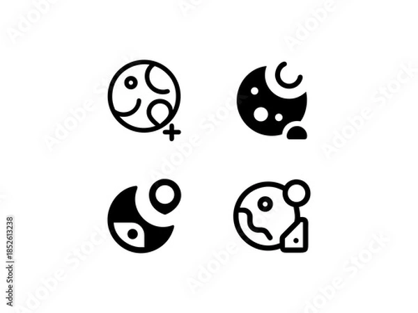 Fototapeta moon and maps set vector, vector and illustration,