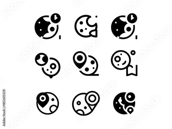 Fototapeta moon and maps set vector, vector and illustration,