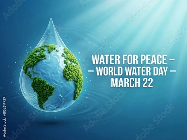 Obraz World Water Day 3D Illustration Blue Drop Design