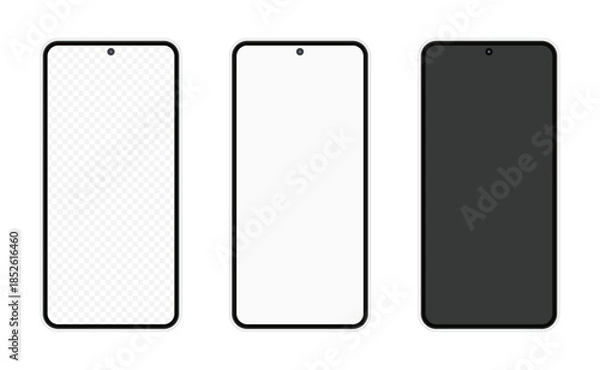 Obraz Mobile phone mockup set. Vector stock illustration