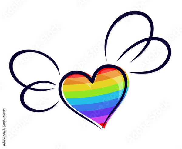 Obraz Rainbow heart symbol with wings.
