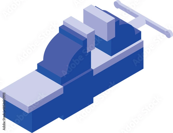 Obraz Bench vise isometric projection icon, clamping tool fixing object