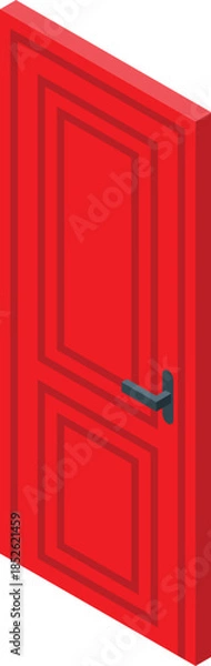 Obraz Isometric view of a closed red door, symbolizing security, privacy, and access control