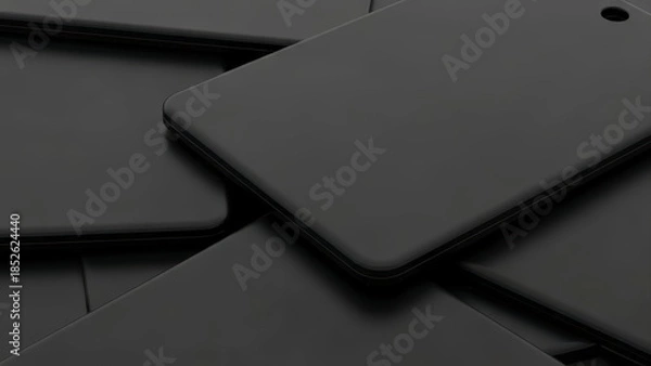 Fototapeta Minimalist Dark Gray Rectangular Objects Stacked Abstract Background.