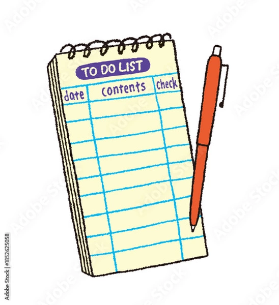 Obraz To Do リストのメモ帳とペンのイラスト