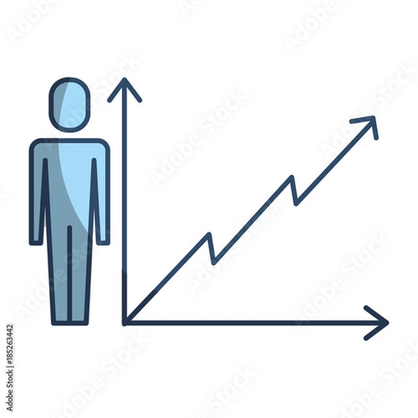 Obraz businessman with business graph growth arrow vector illustration pictogram style