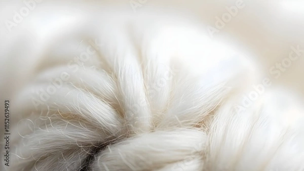 Obraz close up of a white cotton, Soft White Wool Texture Macro – Fluffy Fiber Close-Up Background