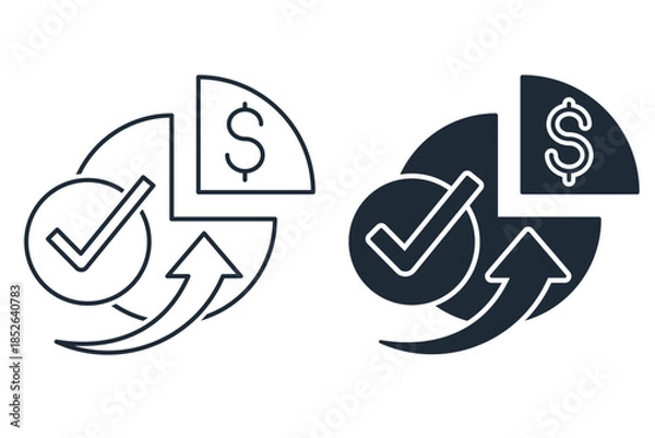 Obraz Expense control. Cost optimization. Vector linear icon isolated on white background.