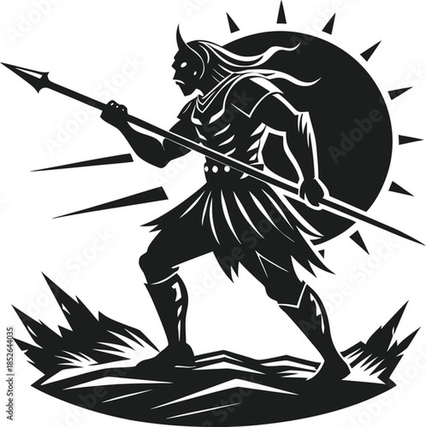 Fototapeta Warrior shield spear