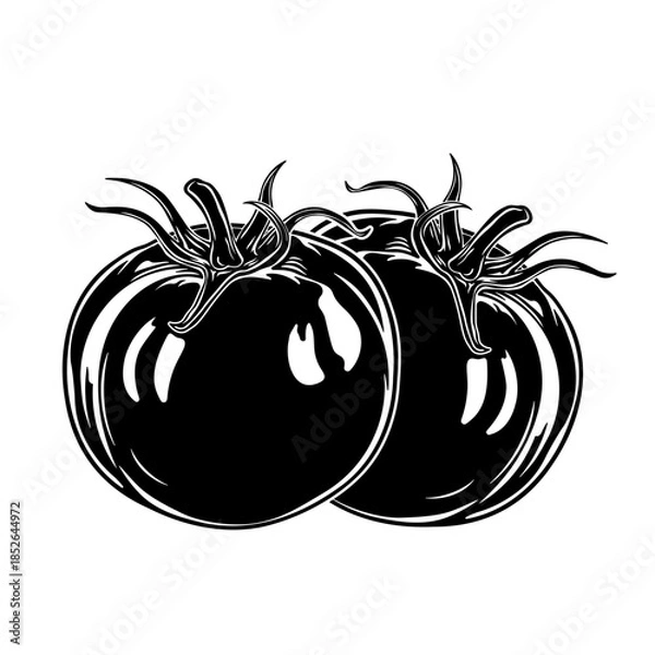 Fototapeta Two black tomato silhouettes without background.