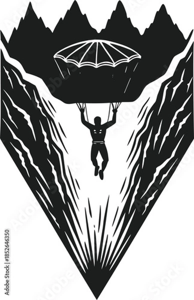 Fototapeta Daring descent in mountain valley