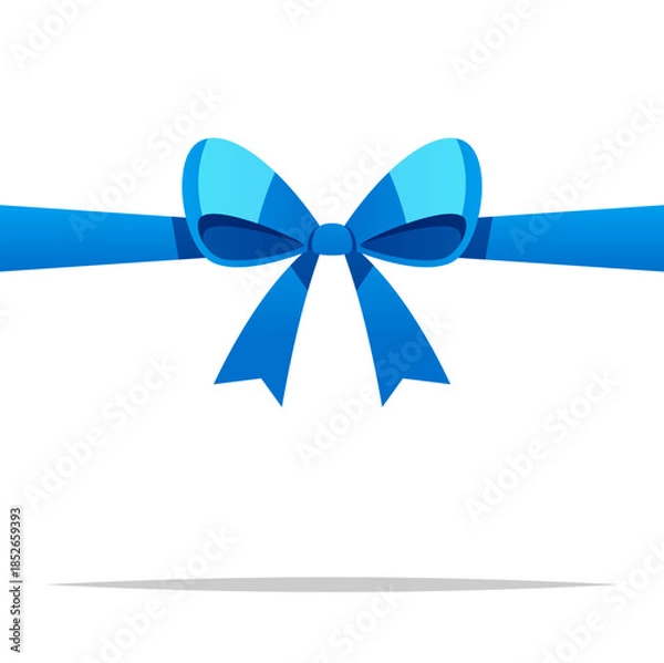 Obraz Horizontal blue ribbon bow vector isolated illustration