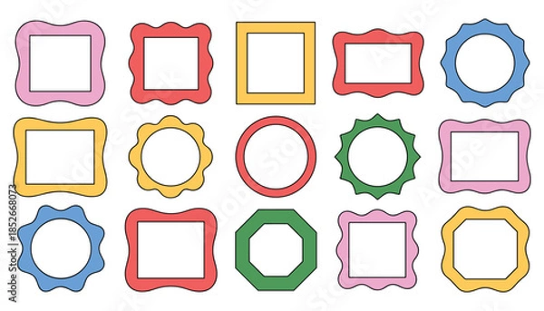 Obraz Colorful frames with various shapes and borders rectangles