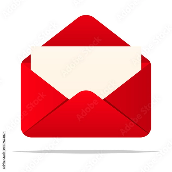 Obraz Blank letter red mail envelope vector isolated illustration