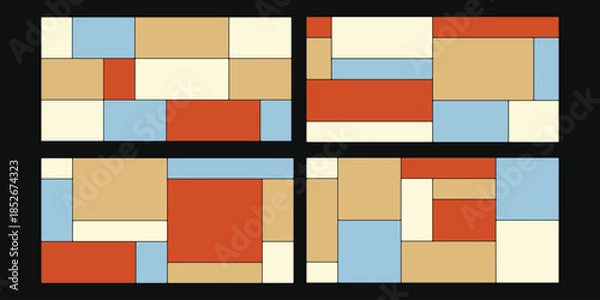 Fototapeta Colorful abstract Bento grid vector with rectangles in four unique compositions