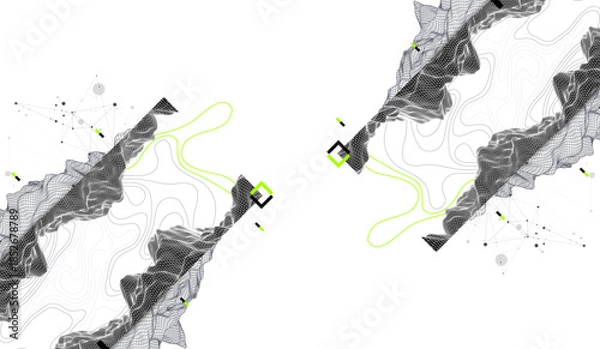 Obraz Abstract art wireframe background. Modern science or technology art elements. Surface illustration.