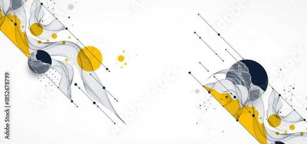 Obraz Abstract wireframe background. Modern science art elements. Surface illustration.