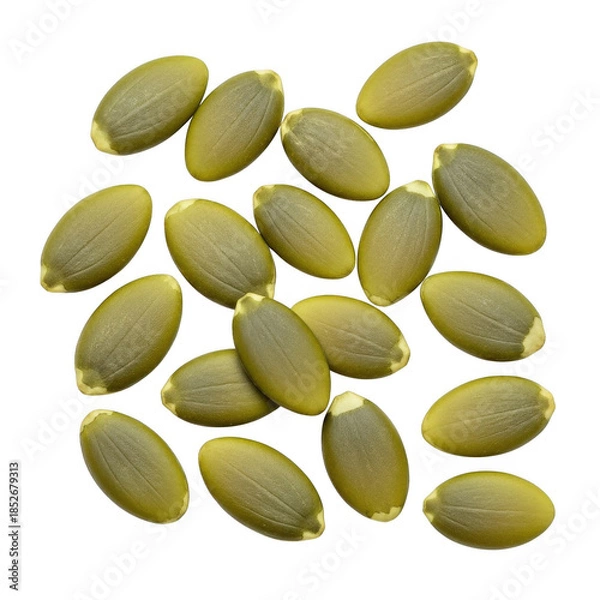 Fototapeta Natural green pumpkin seeds PNG with alpha channel