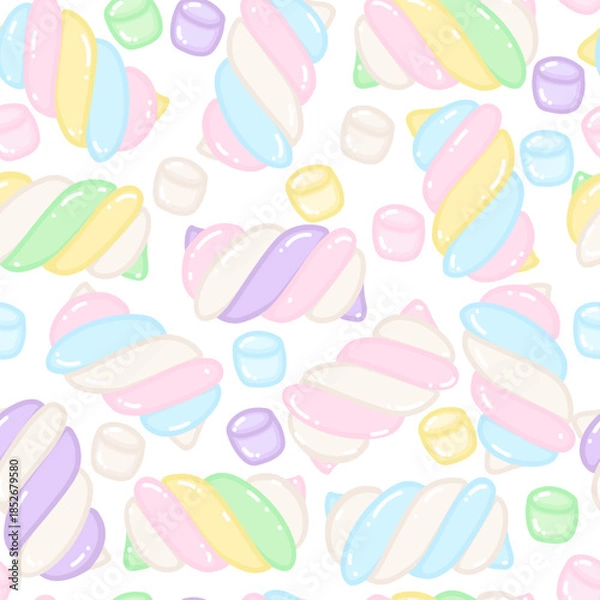 Obraz Cute pastel marshmallow seamless pattern