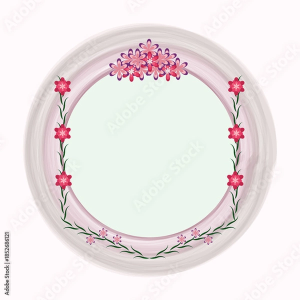 Fototapeta Empty flower circle background card design for your text.