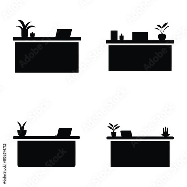 Fototapeta Reception desk Vector, Silhouette, Illustration