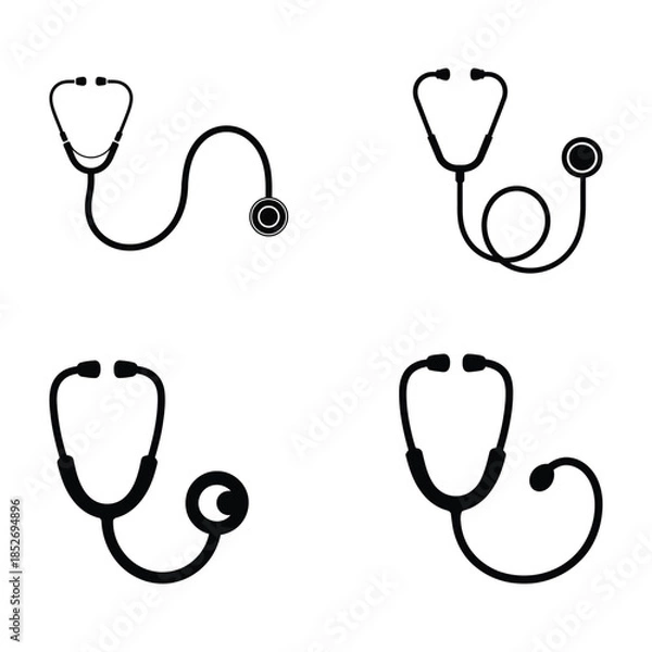 Fototapeta Stethoscope Vector, Silhouette, Illustration