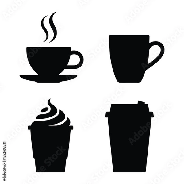 Fototapeta Coffee Drinks Vector, Silhouette, Illustration