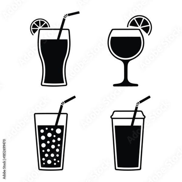 Fototapeta Cold Drinks Vector, Silhouette, Illustration