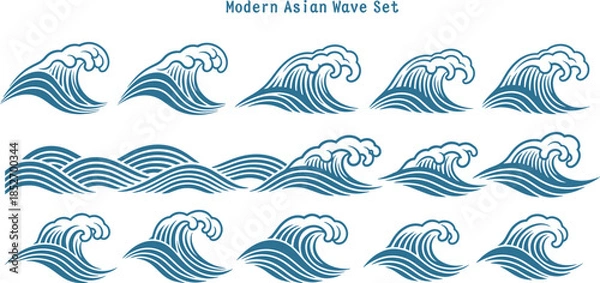 Obraz Traditional Modern wave pattern set chinese wave japanese wave korean asian traditional illustrations decorations element vector design for background and wallpaper 3