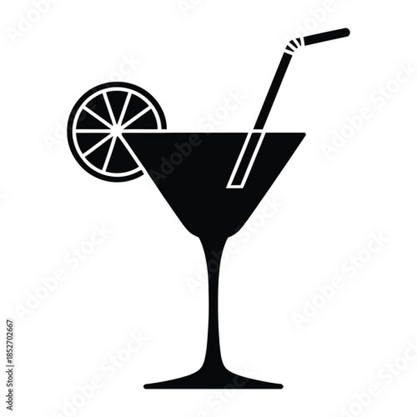 Fototapeta Mocktail & Party Drink Vector, Silhouette, Illustration