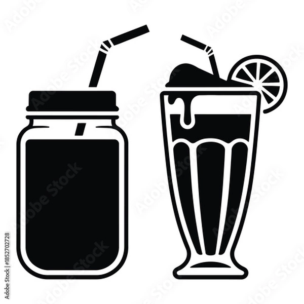 Fototapeta Smoothie & Shake Drink Vector, Silhouette, Illustration