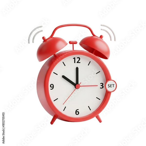 Obraz "Red Alarm Clock with Bells and Set Button"