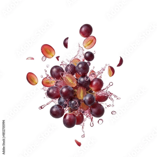 Obraz "Fresh Red Grapes with Water Splash"