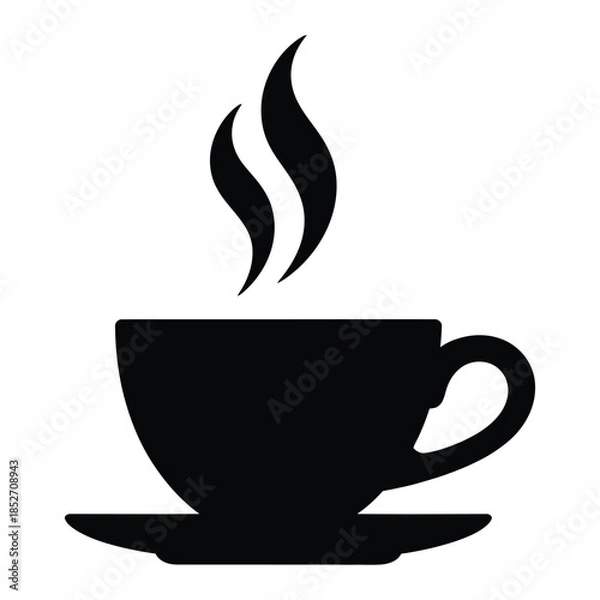 Fototapeta Coffee cup with steam Vector, Silhouette, Illustration