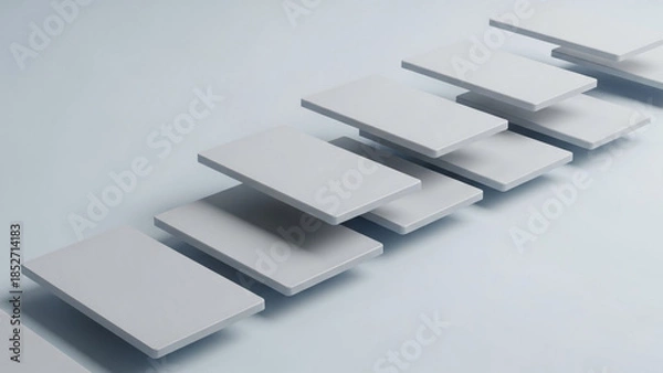 Obraz Modern layered white rectangles in dynamic diagonal pattern