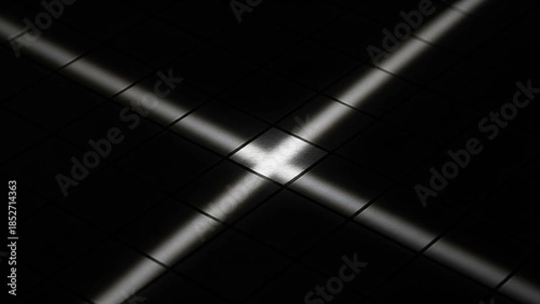 Obraz Dramatic light beams crossing on dark tiled floor