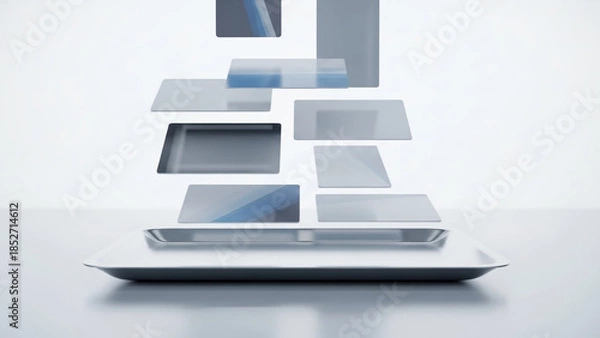 Obraz Modern layered glass rectangles on sleek silver base