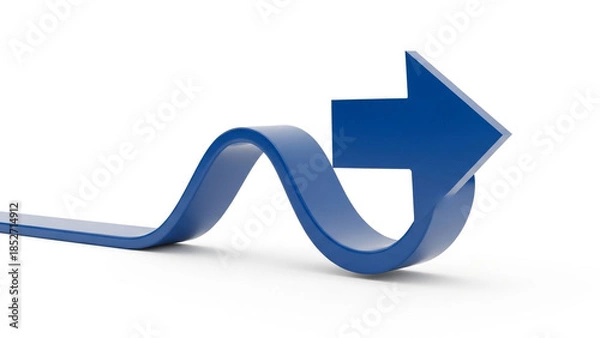Obraz Dynamic blue arrow pointing forward in a wavy motion