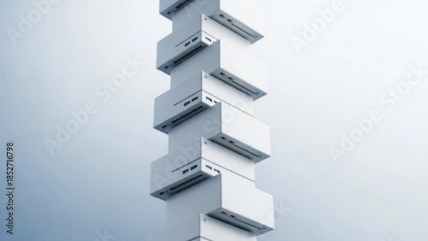 Obraz Modern stacked computer servers in sleek data center environment